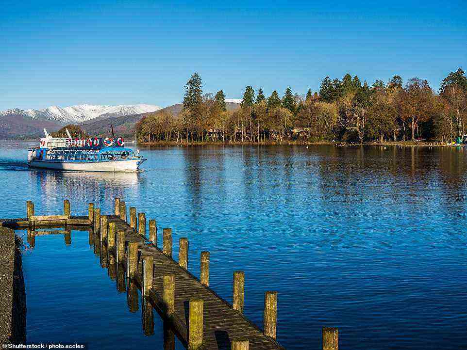 'I rounded off my trip with another of her jaunts: a walk downhill from Near Sawrey to Far Sawrey to take the ferry across Windermere to Bowness,' writes Deirdre. Pictured is the Bowness waterfront