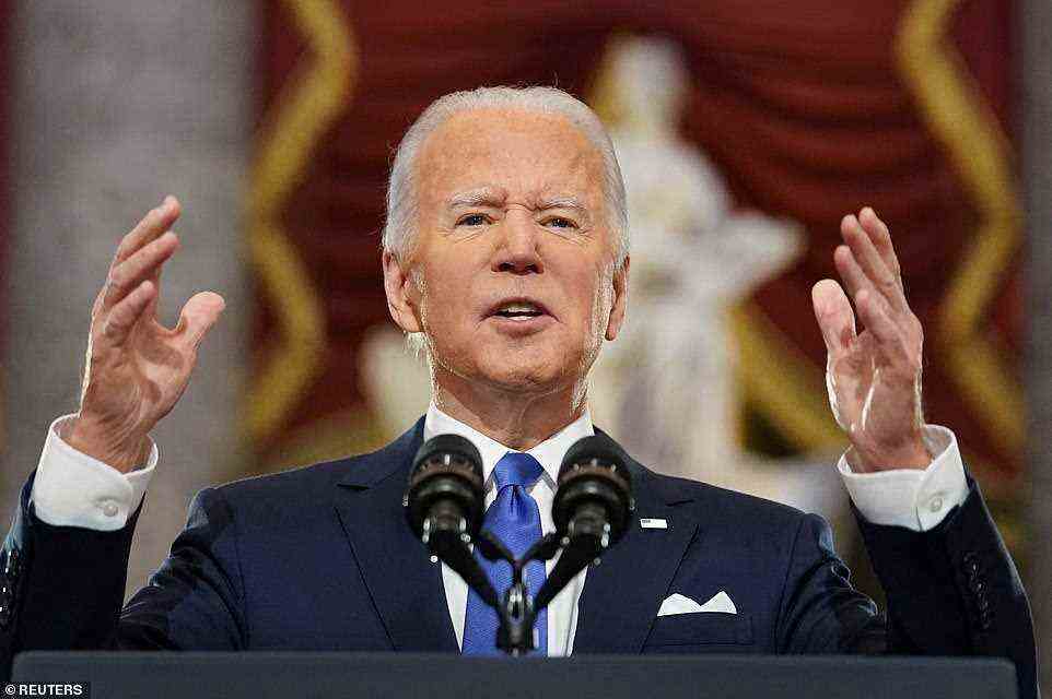 President Joe Biden blasted former President Donald Trump for spreading a 'web of lies' and sitting idly by as his supporters attacked the Capitol Building one year ago on Thursday