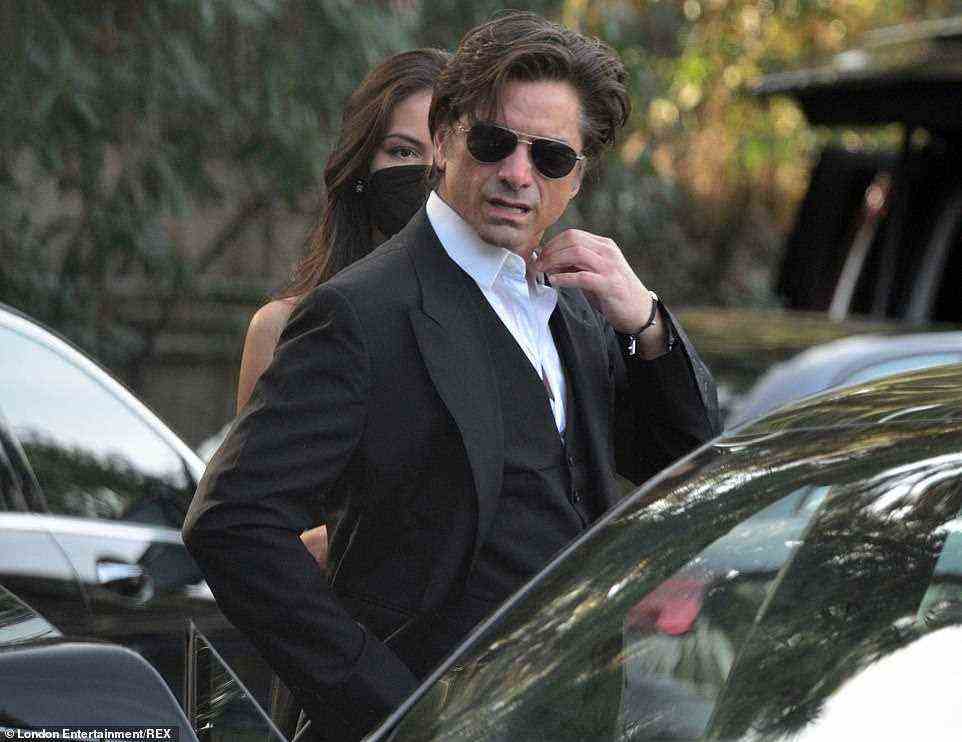 Former Full House co-star and close friend John Stamos was seen arriving at Forest Lawn Cemetery in Los Angeles Friday to pay his final respects to comedian Bob Saget