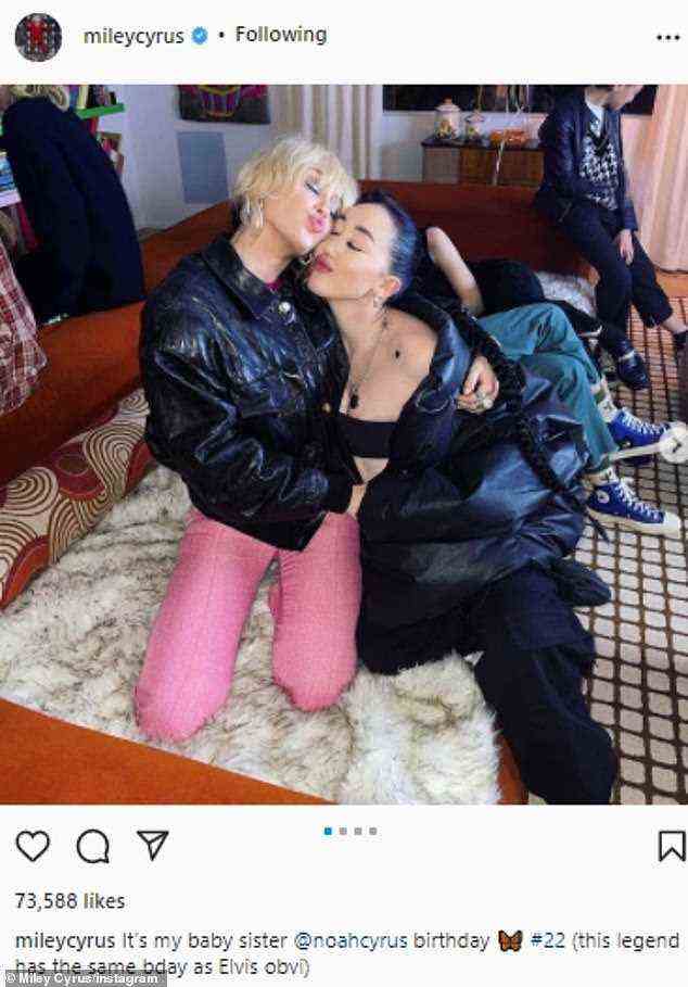 Happy Birthday! Miley Cyrus celebrated her sister Noah's 22nd birthday with a sweet Instagram post on Saturday