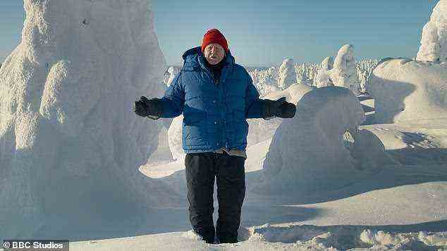 Brrr!  Sir David Attenborough, 95, trotzt extremen Temperaturen von -18 °C, als er für die nächste Folge von The Green Planet einen Wald am Polarkreis erkundet