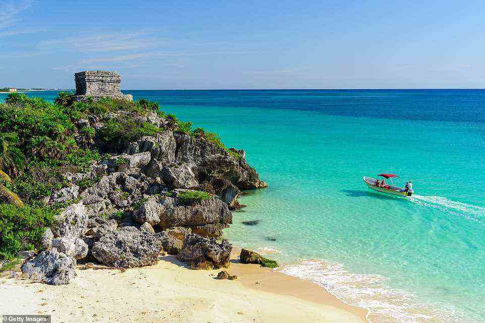 Historisch: Zu den wichtigsten Attraktionen der Halbinsel Yucatan gehört laut Thomas die „mächtige Maya-Ausgrabungsstätte Tulum“.  Abgebildet ist der Tempel des Windgottes der Region