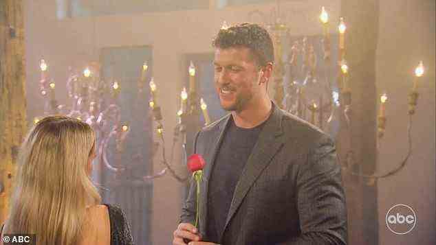 Date rose: Clayton then took Rachel down the hall where they got a private concert from the Restless Road group before she accepted the date rose