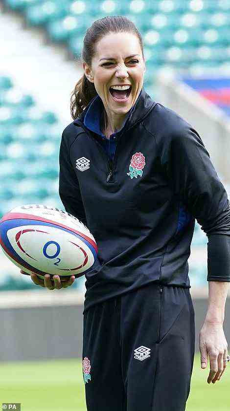 Keeping up with Kate! The Duchess of Cambridge looked full of energy as she joined players for the Twickenham training