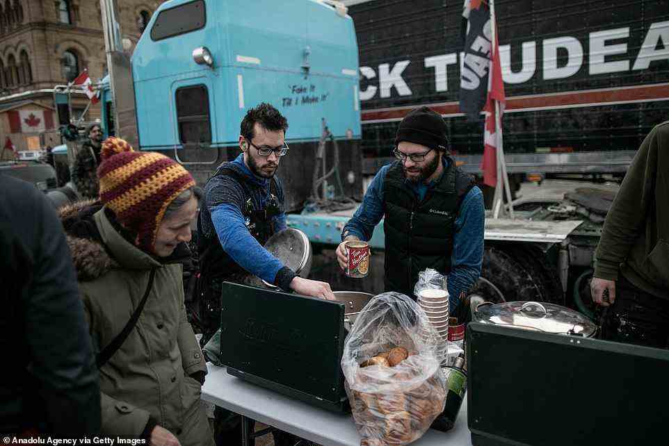 Food is being supplied to those who are present including homeless people