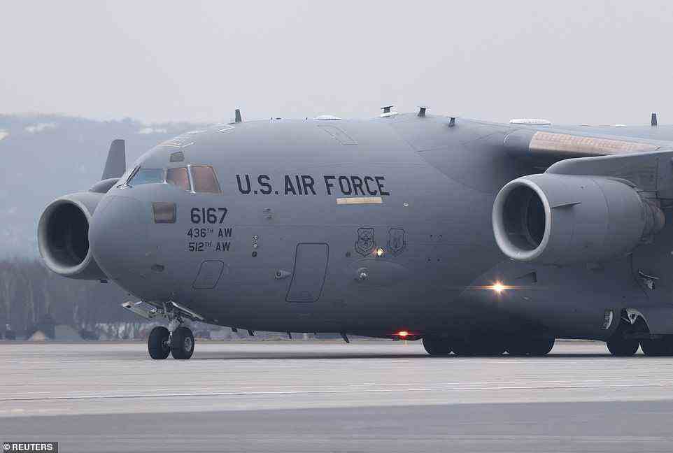 Arrival comes after President Joe Biden approved this month the deployment of 2,000 troops from Fort Bragg to Poland and Germany to bolster forces as Russia moves closer to invading Ukraine. The forces arrived on an Air Force Boeing C-17 Globemaster III on Sunday