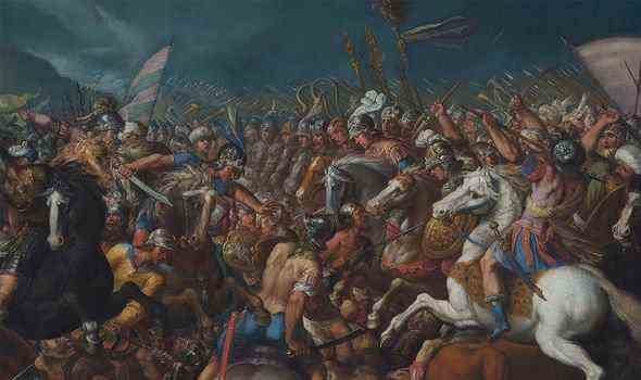Der Kampf: Eine berühmte Schlacht zwischen Hannibal und Scipio Africanus, gemalt im 17. Jahrhundert