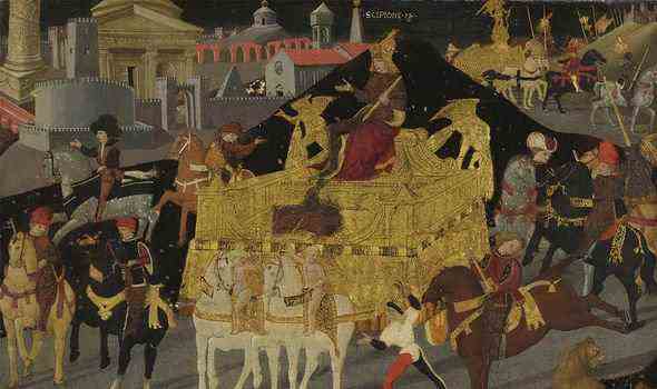 Scipio Africanus: Der Triumph des Scipio Africanus, gemalt im 15. Jahrhundert 