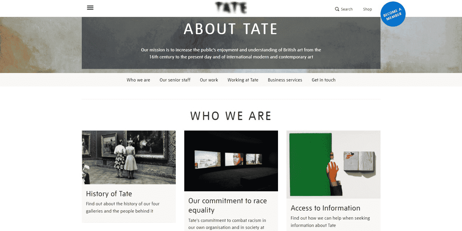 Tate About Us page
