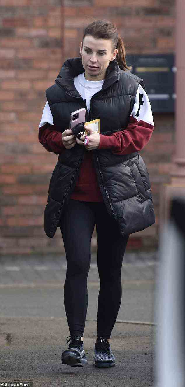 Looking good: Coleen showed off her radiant complexion as she went without make-up for her trip to the gym