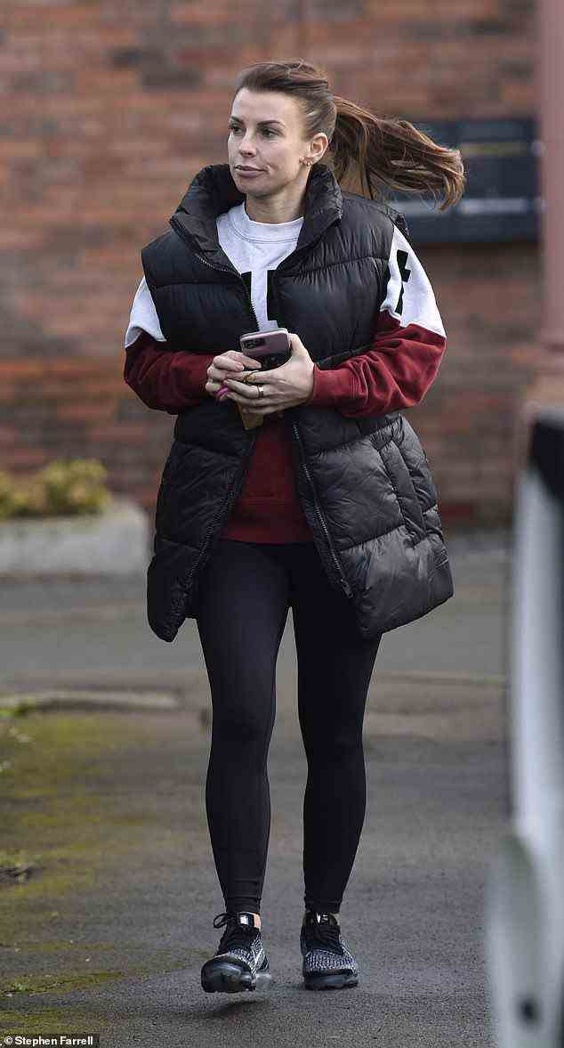 Moving forward: The TV personality no doubt had a busy day ahead, with Coleen seen clutching onto her mobile phone and car keys while hurrying down the street