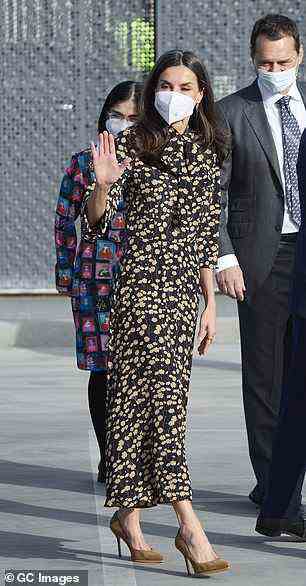 She was seen waving at royal fans ahead of the visit today
