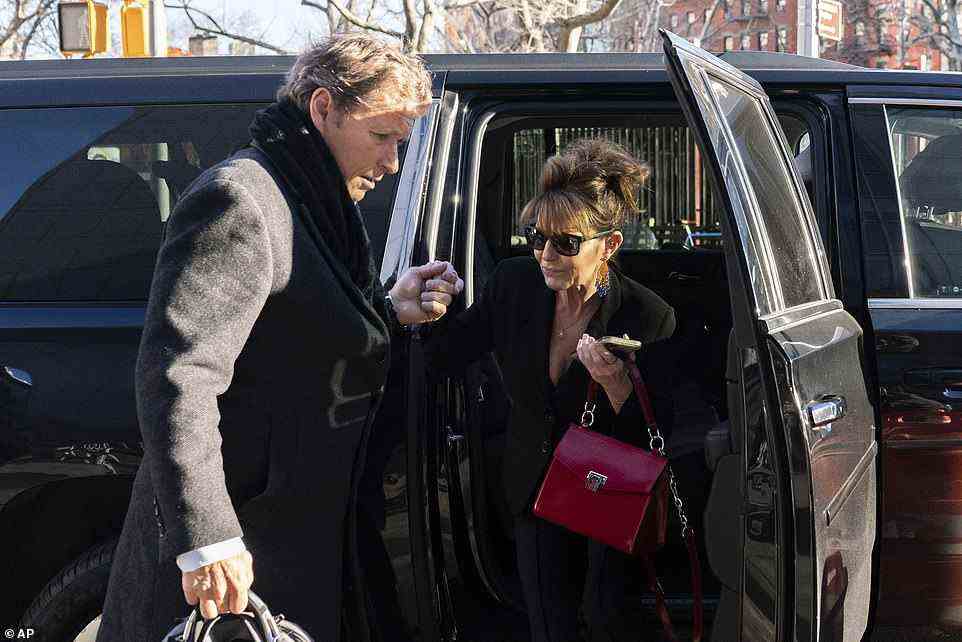 The romantic dinner came after the pair were seen at court together again as Palin sues the New York Times for defamation
