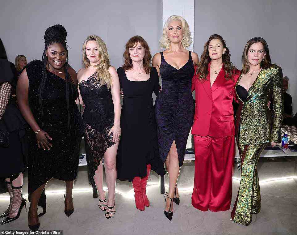 Looking fierce: The ladies were joined by actress Anna Chlumsky (right) and looked fierce as they posed up a storm at the event