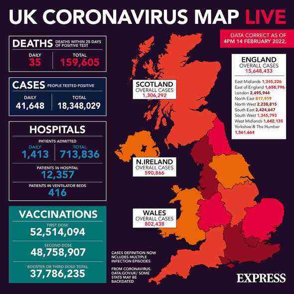 Eine Karte der britischen Coronavirus-Fälle