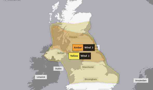 Am Mittwoch wird Dudley in Schottland und im Norden weiterhin mit Windgeschwindigkeiten von bis zu 80 Meilen pro Stunde zuschlagen