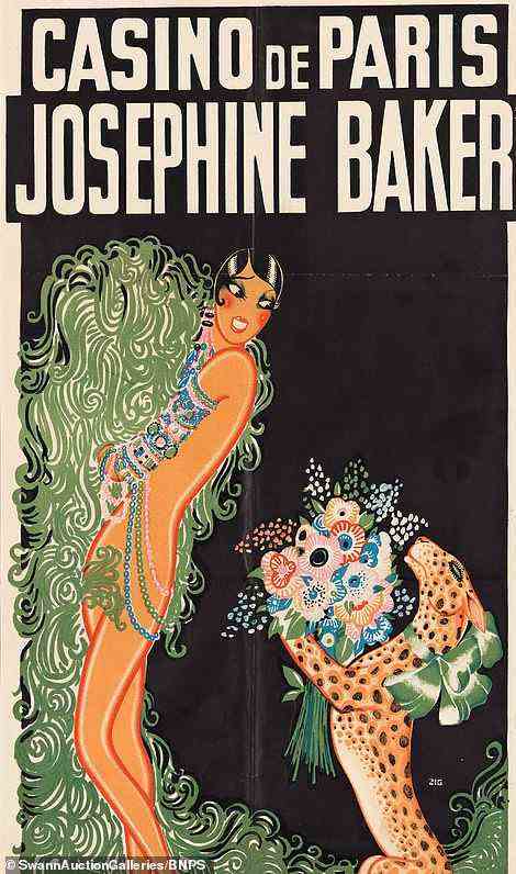 Abgebildet ist ein Casino de Paris-Poster aus dem Jahr 1930 mit der Entertainerin Josephine Baker