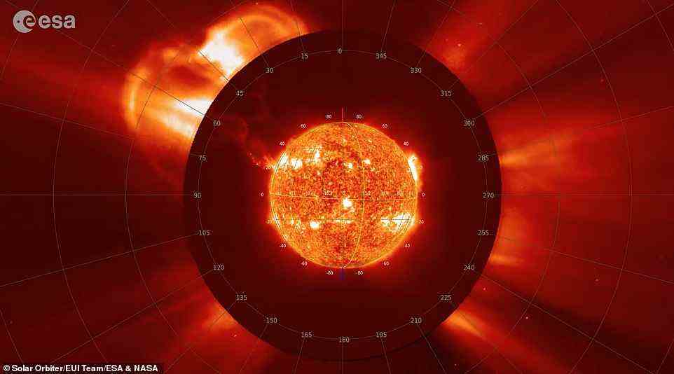 Der Strahlungsausbruch brach von der erdabgewandten Seite der Sonne aus und erstreckte sich Millionen von Kilometern in den Weltraum