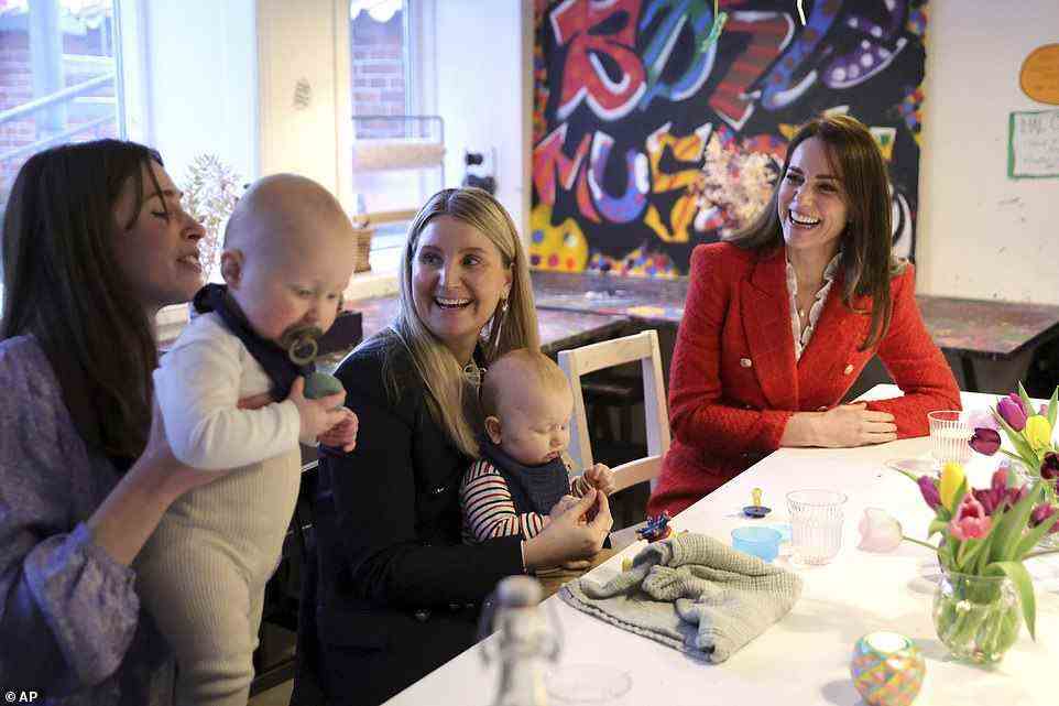 Kate speaks to parents about the program, 'Copenhagen Infant Mental Health Project' (CIMPH) 'Understanding Your Baby Project' during a visit to the Children's Museum at Frederiksberg, Copenhagen