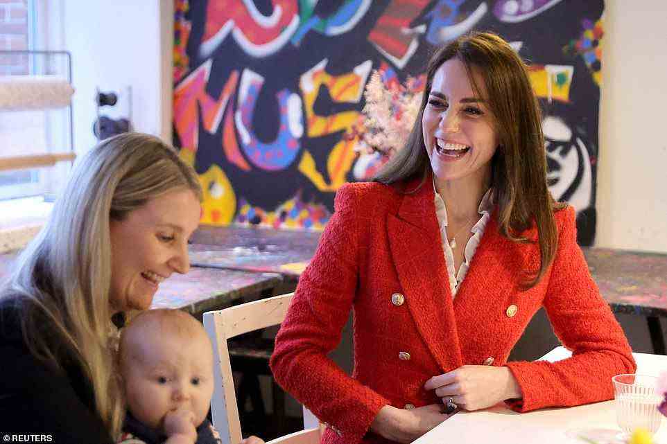 Learning all about it! Kate beamed with joy as she chatted to local mums as she visited the Children's Museum in Frederiksberg