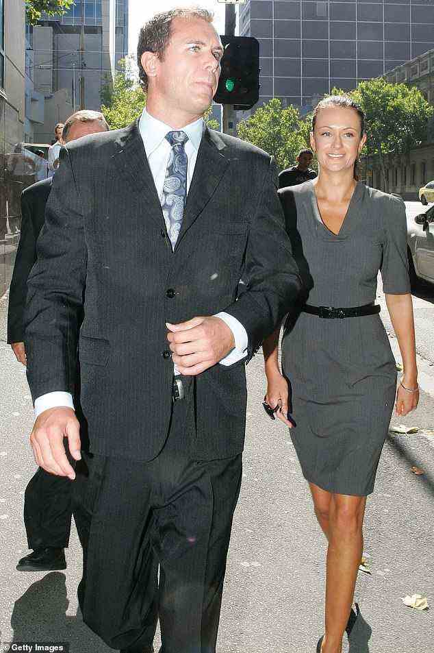 Her side: Neilson, who says she is now 'friends' with Carey and speaks to him regularly, responded: 'Firstly, I want to say that I don't agree with his version of the story'. They are pictured outside court in Melbourne on February 4, 2009