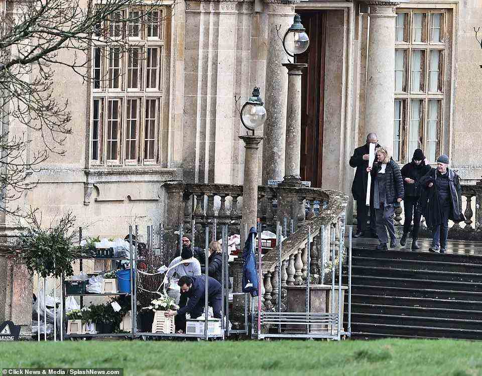 Security are seen ariving At Vogue Editor In Chief Edward Enninful's Longleat wedding on Tuesday