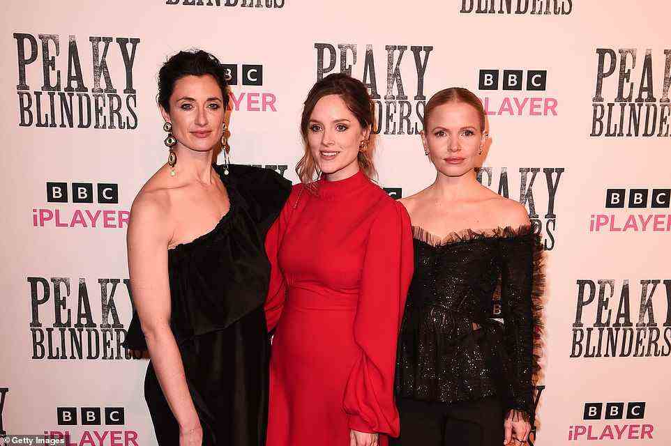Strike a pose: The ladies were on fine form as they posed together on the red carpet