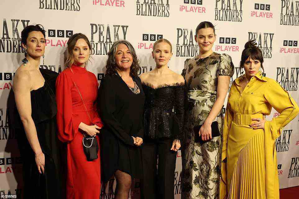 Ladies' night: Natasha, Sophie, Executive Producer Caryn Mandabach, Kate, Amber Anderson and Charlene McKenna posed together on the red carpet