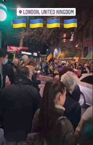 Shcheglova posted a photo of a pro-Ukraine rally in London on Wednesday night