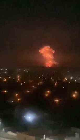 Footage captured a huge cloud of orange smoke filling the skyline above Dnipro