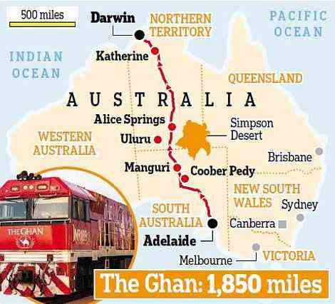 Der Ghan ist eine „erstaunlich attraktive Möglichkeit, die abweisende Landschaft Australiens zu sehen“