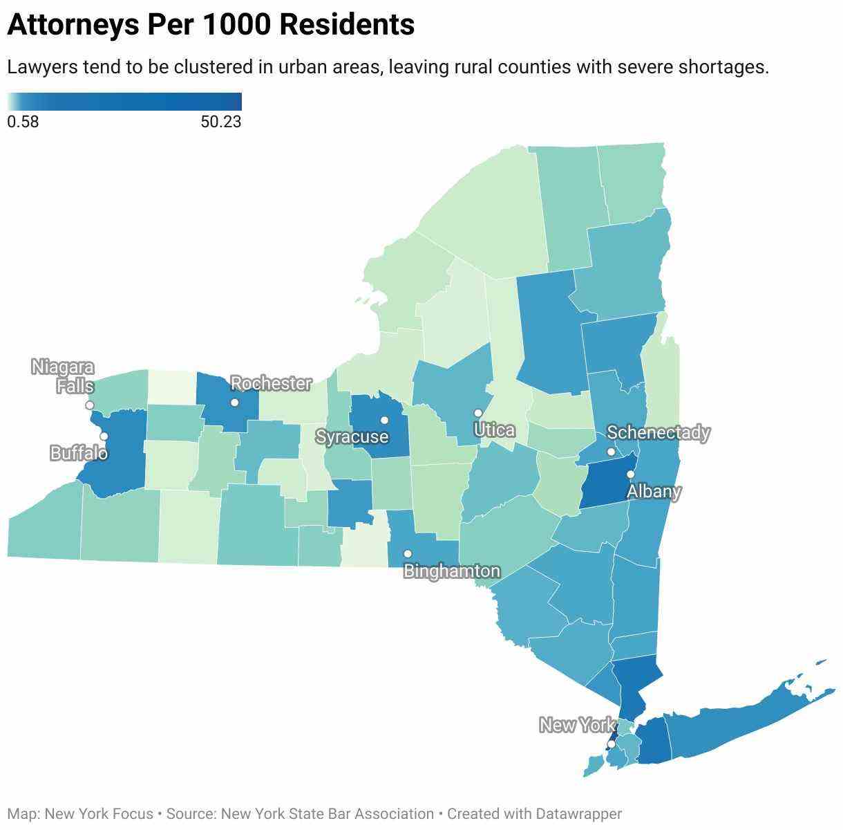 Anwälte pro 1.000 Einwohner in New York