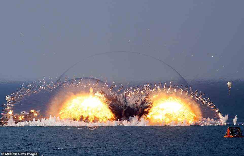 A thermobaric bomb explosion during the Caucasus 2016 strategic drills at Opuk range of Russia's Southern Military District