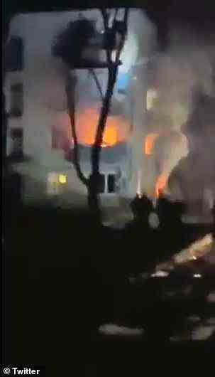It was reported that a missile hit a residential building in the center of Chernihiv, a Ukrainian city about 100 miles north of Kyiv, causing fire to break out on the lower floors of the building