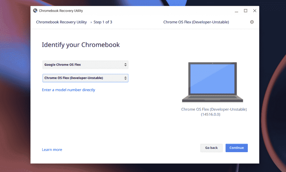 Dasselbe Tool, das Sie zum Erstellen von Chrome OS-Wiederherstellungsmedien verwenden, erstellt auch Chrome OS Flex-Medien.  Und dieses eine USB-Laufwerk kann alle PCs abdecken. 