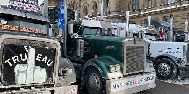Unterstützung für kanadische Trucker, die gegen das COVID-19-Impfstoffmandat von Premierminister Justin Trudeau protestieren