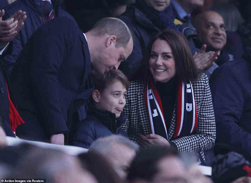 Prince George has revealed he learning is to play rugby at school but is yet to take on his mother cheekily telling Kate Middleton 'I haven't tackled you yet' after joining his parents at the England vs Wales Six Nations game at Twickenham Stadium yesterday