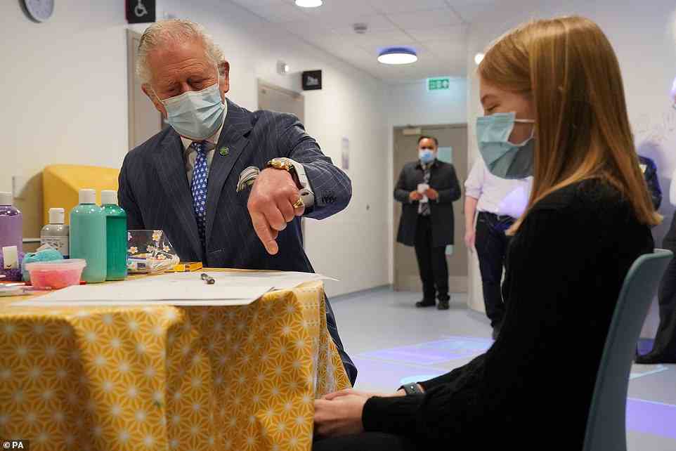 The Prince of Wales meets 12 year-old patient Louise Dawson, who is receiving Proton Beam Therapy treatment