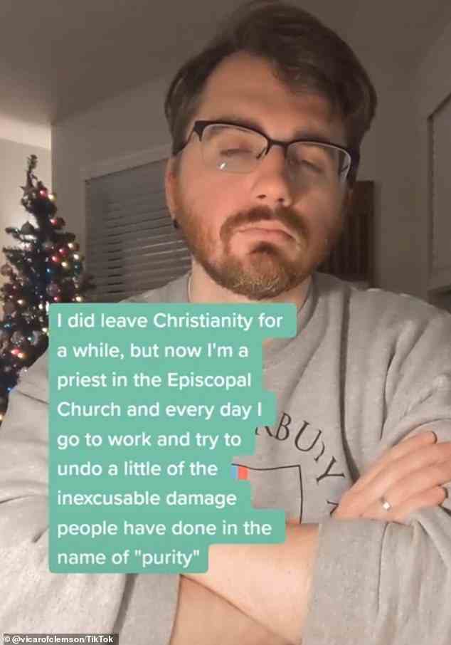 He added that although he briefly left Christianity, he now works as a priest and tries to 'undo a little of the inexcusable damage people have done in the name of "purity"'