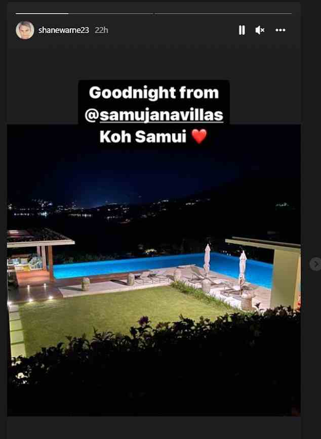 Warnes letzter Instagram-Post aus Koh Samuis Samujana Villa, Thailand.  Die Cricket-Legende machte mit vier Freunden eine Pause