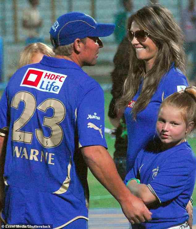 Shane Warne (above) with Elizabeth Hurley and the Rajasthan Royals in the 2011 Indian Premier League which he owned a 3 per cent stake now worth more than $10m