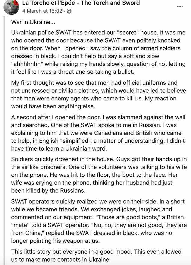 The home where Wali was staying was raised by a Ukrainian SWAT team who were suspicious