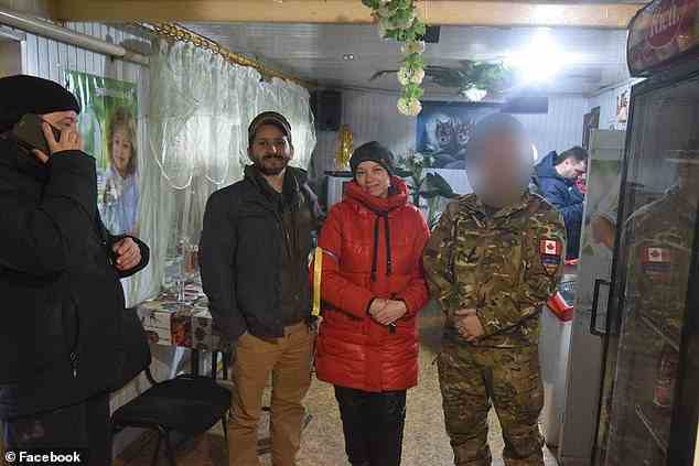 Wali poses with his new-found Ukrainian friends and a fellow Canadian soldier. 'Ukrainians are tough on invaders, but welcoming with those who came to help them. It's hard not to love a people who just want to be free!'