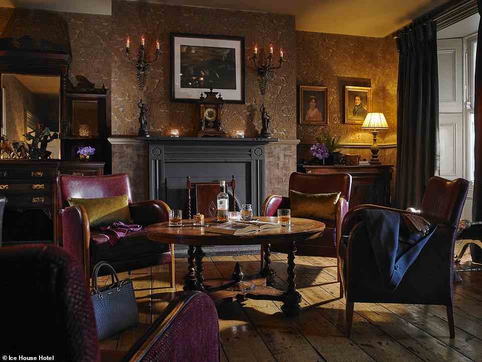 Enjoy a drink in the Ice House Hotel parlour (pictured) before heading to the restaurant, where seafood is the star of the menu
