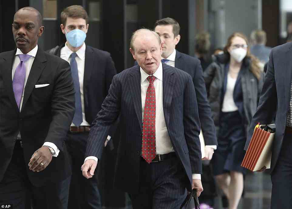 Prosecutor Dan Webb, center, arrives at the Leighton Criminal Court House in advance of the sentencing hearing for former "Empire" actor Jussie Smollett on Thursday, March 10, 2022
