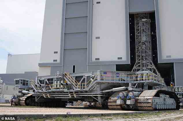 It will begin a four mile journey to the pad from the assembly building at 5pm ET, towed at 0.8 miles per hour by the Crawler-Transporter 2. It will take 11 hours