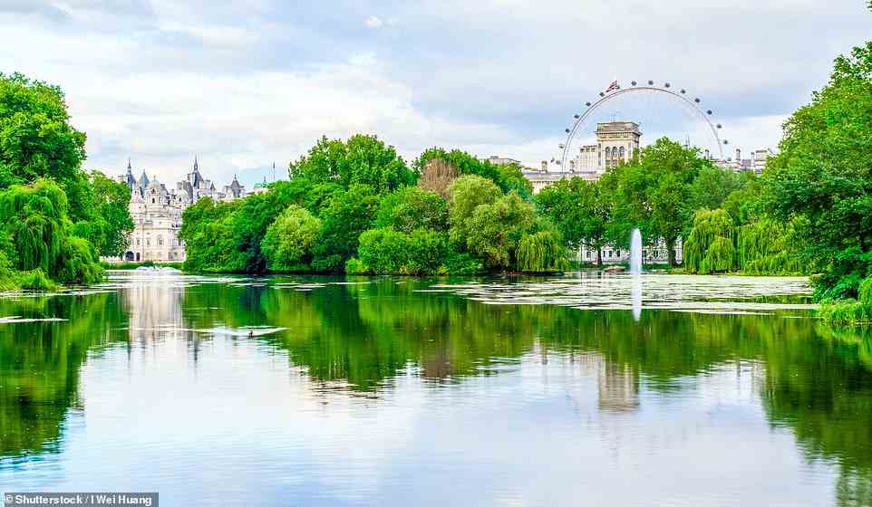 Less than ten minutes' walk from Buckingham Palace and St James's Park, pictured, the Conrad London St James makes a comfortable base
