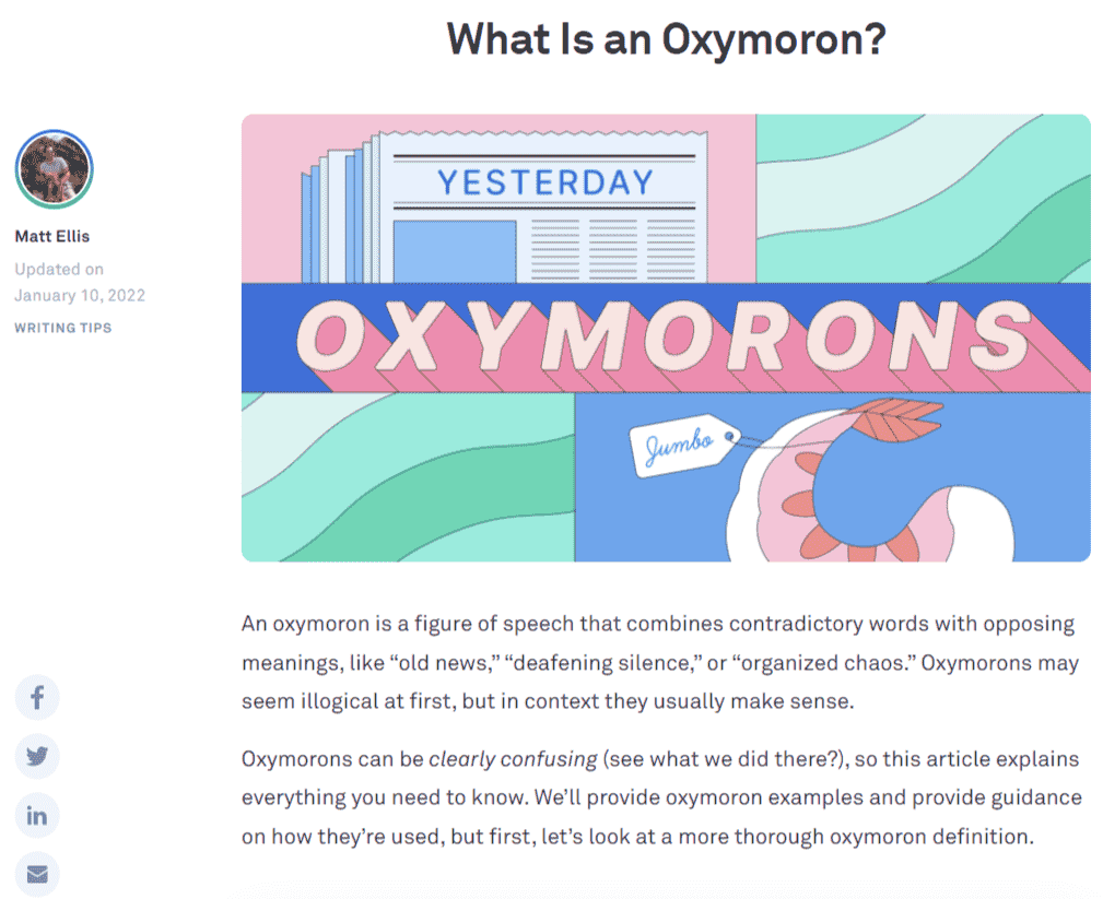 Grammatikartikel über Oxymorons