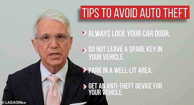 Der PSA von Gascon bot vier Tipps an – darunter Autotüren immer verriegeln, keinen Ersatzschlüssel im Fahrzeug lassen, in gut beleuchteten Bereichen parken und in Diebstahlsicherungen investieren