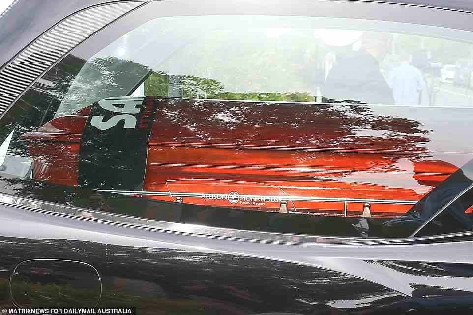 Pictured: Shane Warne's coffin after the funeral